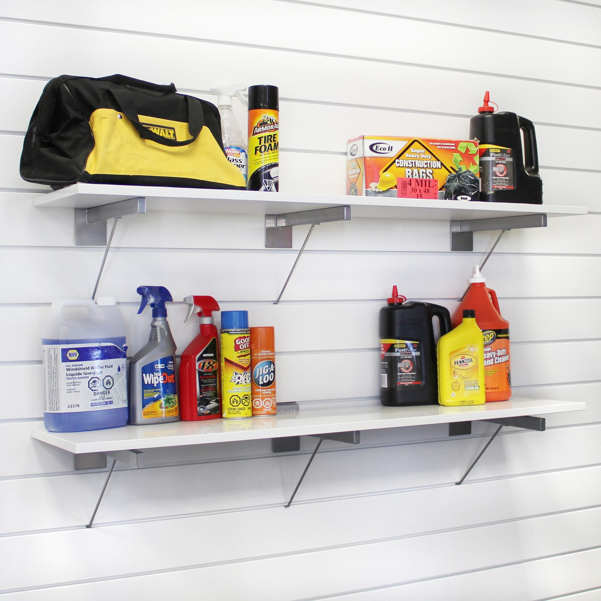 Proslat 11003 Organizer Da Garage - Kit Mensole E Cestelli In Acciaio Per Parete Attrezzata